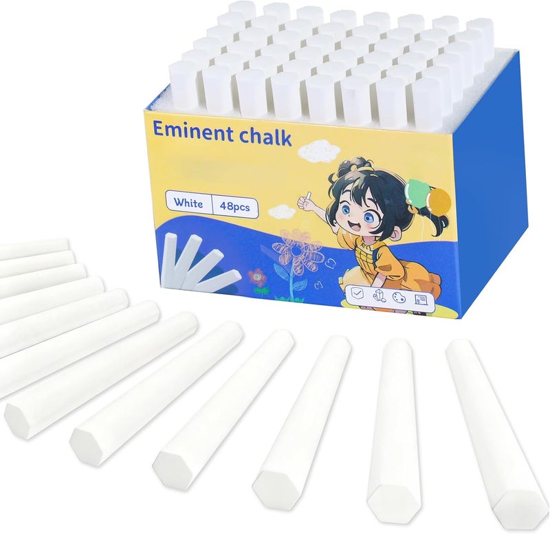 JUN-ELECTRON Washable Sidewalk Chalks Set, Non-Toxic Chalk Paint Bulk for Kids, Oversized Colored Chalk for Painting on Chalkboard, Chalk Pavement and Outdoor Art Play (White-48pcs) - Image 1